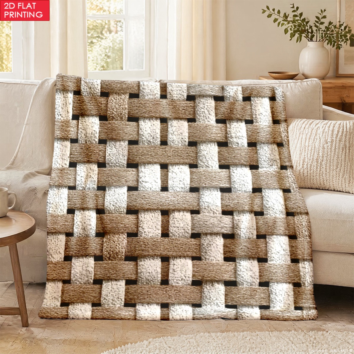 TEMU 2d Flat 1pc Soft Flannel Throw Blanket - Ideal For Camping, Car And Bedroom Great For Family All Season Lightweight Flannel Cozy Flannel Blanket