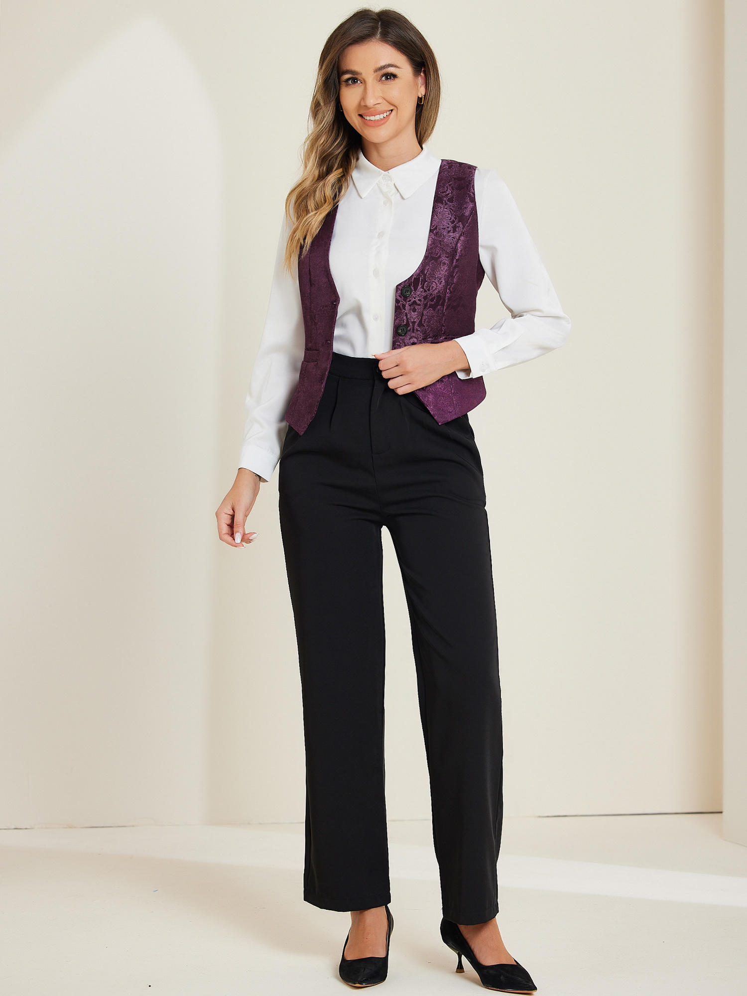 【未着用美品】VINTAGE LIKE JACQUARD OVER VEST 未着用美品】VINTAGE LIKE JACQUARD OVER VEST Floral Jacquard Vest