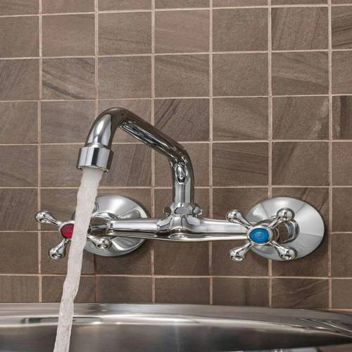 wall mounted cross wheel kitchen faucet with hot and cold water control installation accessories suitable for laundry sinks wall mounted mixer tap for kitchens and bathrooms