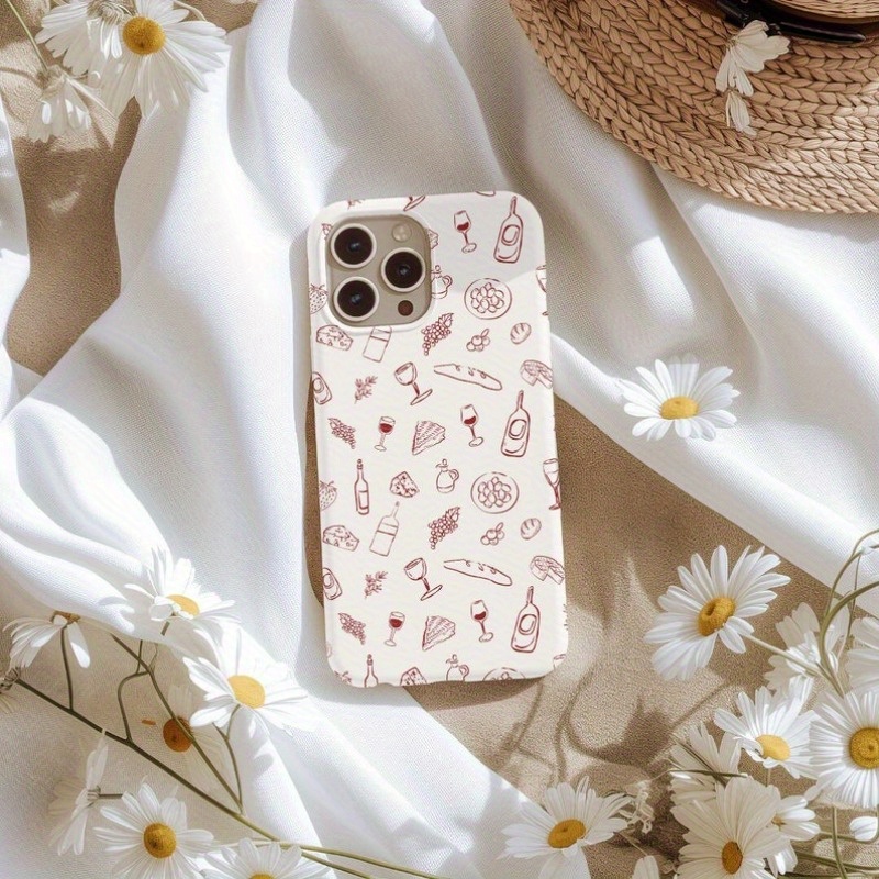 TEMU Phone Case - Phone Case Featuring A Wine-themed Collage, Perfect Gifts For Wine Lovers And Enthusiasts, Compatible With Iphone 15, 14, 13, 12,
