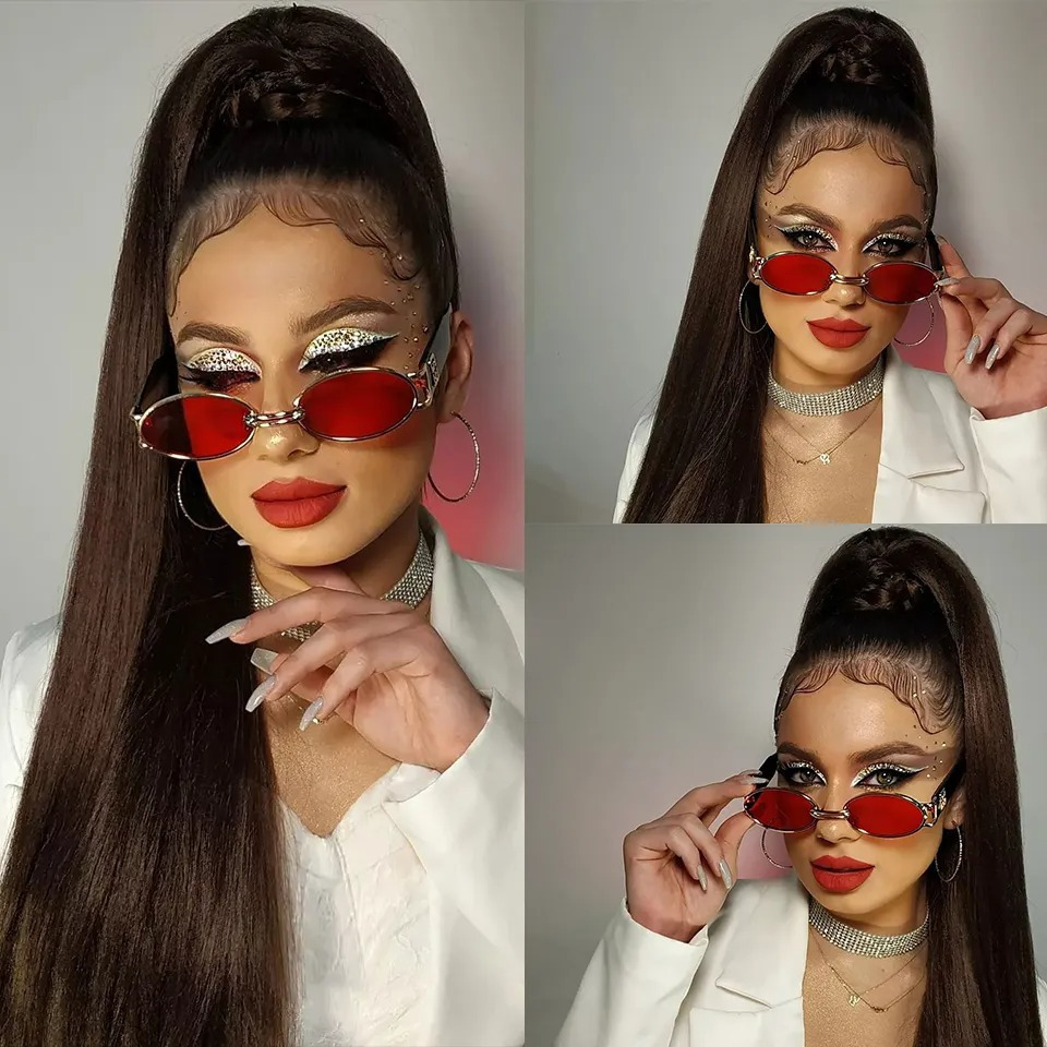 34 inch elegant straight synthetic ponytail extensions for women 11 strands pack with versatile elastic bands high temperature fiber durable lightweight hairpiece for   occasions details 1