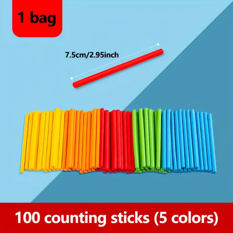 Image of 100 Colorful Counting Sticks, 5 Colors, School Teaching Aids, Sticks, Math Sticks, Student Stationery