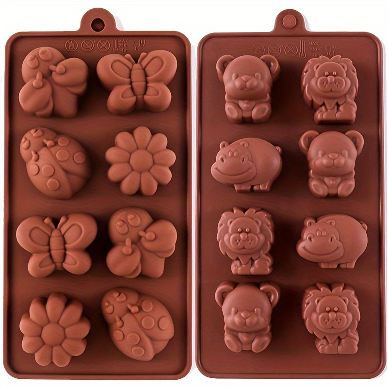 Image of 2pcs Silicone Mold Set, Animal And Insect Shape Silicone Chocolate Mold, Candy Jelly Mold, Soap Mold, Silicone Baking Mold, Creative Silicone Cake Baking Mold, Food Grade, High Temperature Resistance
