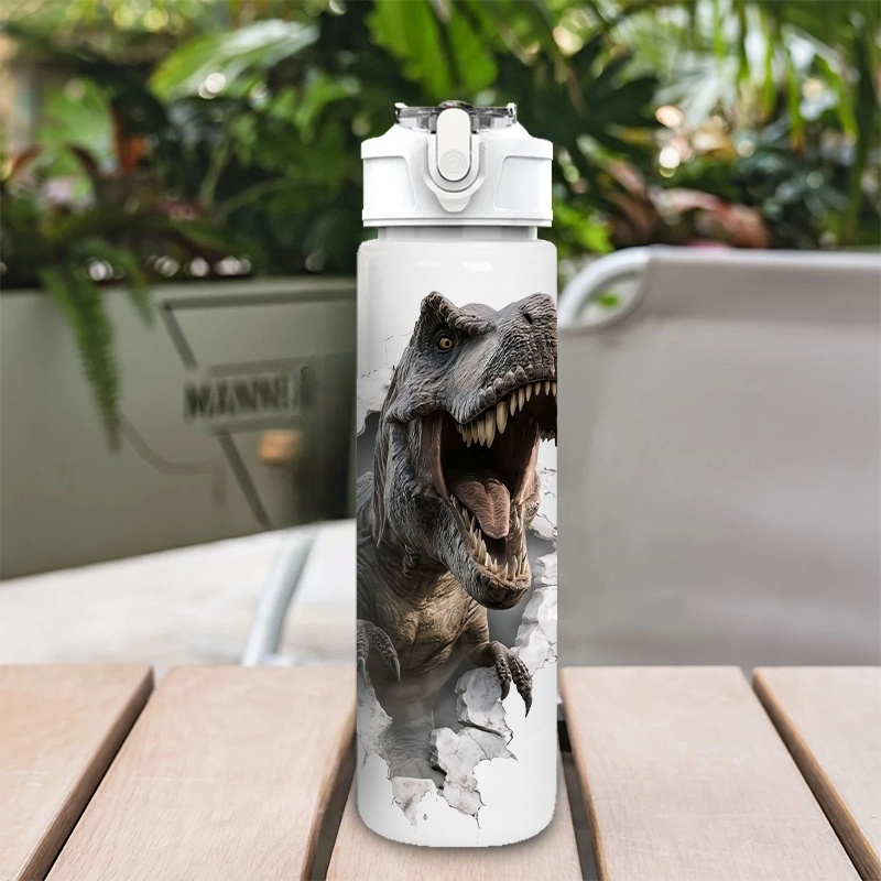 1pc Bottle 750ml/26oz - Leakproof With Push-button Lid, Roaring & Skeleton Design, Durable Plastic & For Gym,, Travel, -themed Gift For & (reusable)