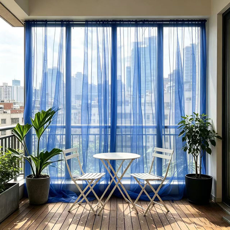 TEMU 2-panel Set - Royal Blue Sheer Curtains - Easy-to-install Rod Pocket (rod Not Included), For Anniversaries, Halloween Decorations, Dinner