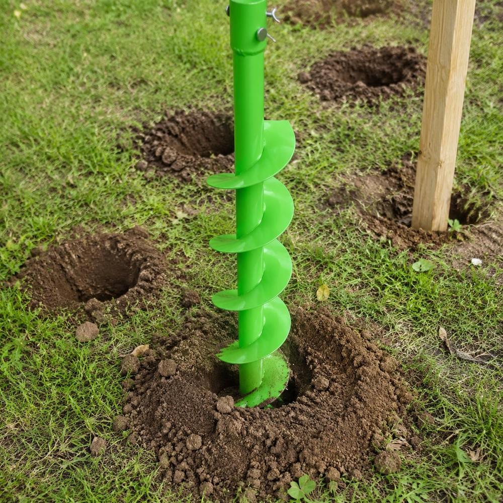 Earth Auger Drill Bit, Q235 Steel Garden Hole Digger Attachment, Reinforced Tip, 80x790mm, 20mm Drive Compatibility, For Planting Bulbs, Fence Posts, And Soil Digging