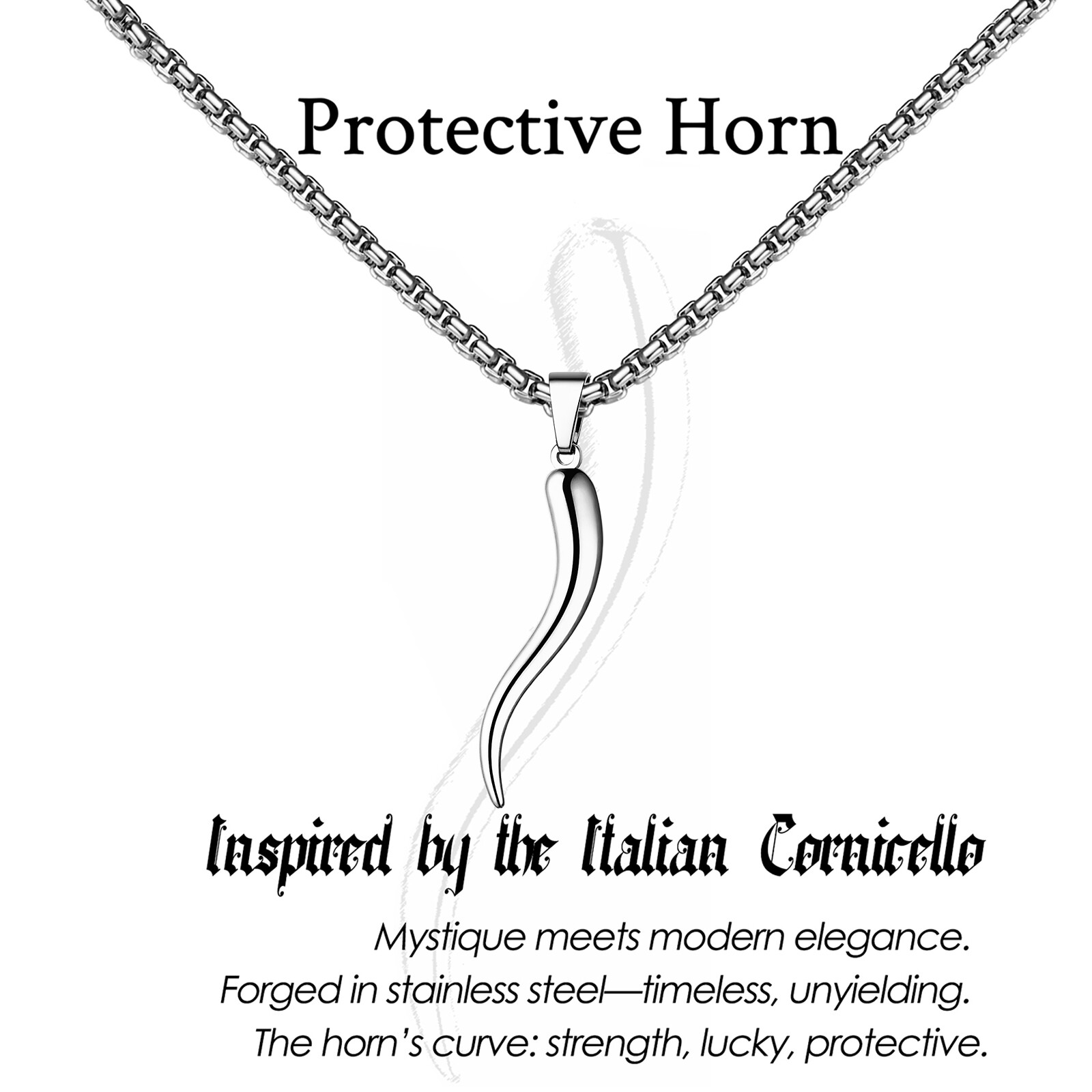 Image of Italian Horn Amulet Pendant Necklace, A Gift Of Protection Jewelry For Men And Women For Birthdays And Anniversaries