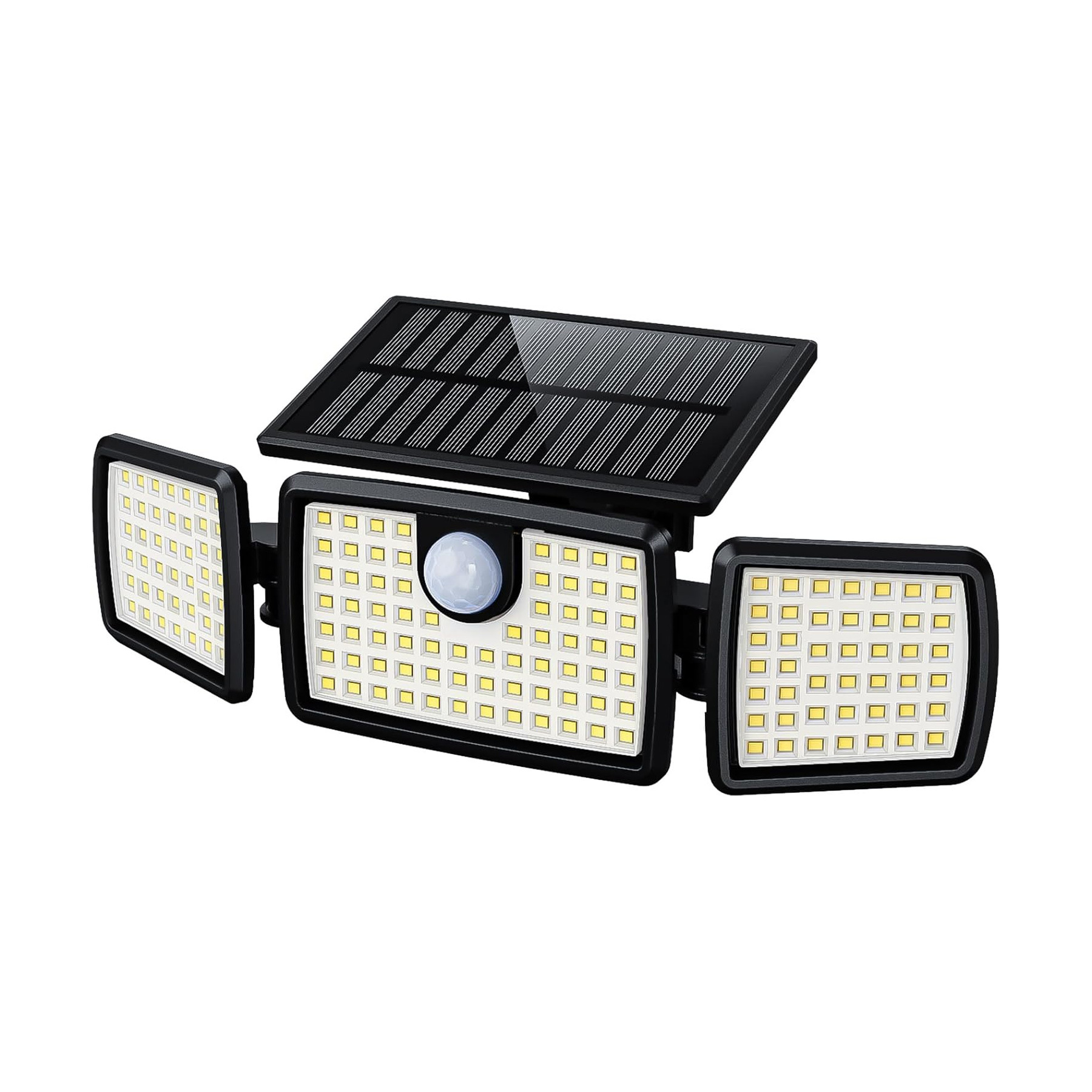 TEMU 2pcs 2500lm Solar Lights Outdoors With Motion Sensor, 3-head 270° Wide Angle Street Area Lights, Ip65 Waterproof With 3 And Remote Control,