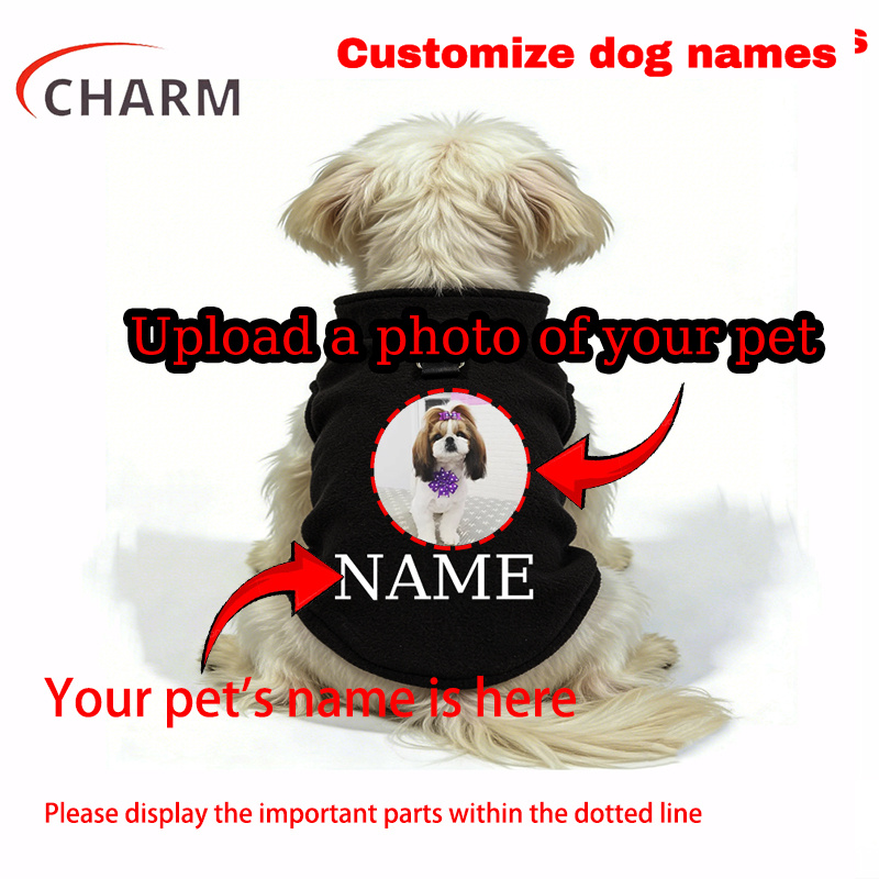 TEMU Custom Name And Pet Photo Lightweight Custom Dog Fleece Vest With D-ring, Personalized Pet Clothes With Pet Image, Dog Gift