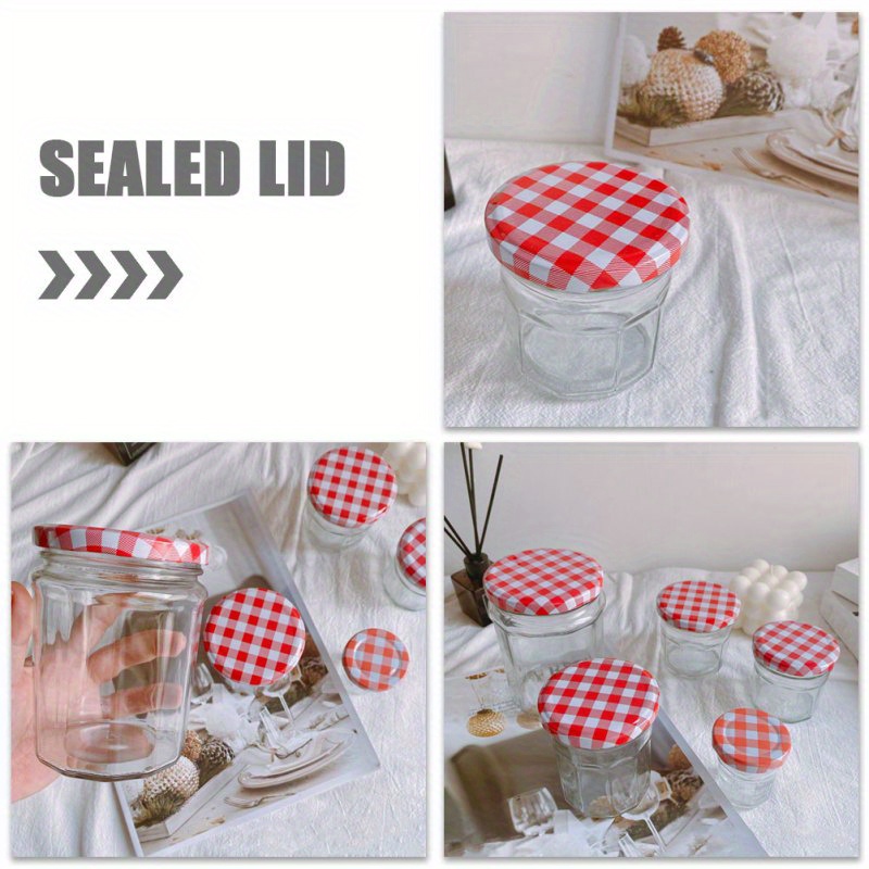 10 pack checkered pattern universal mason jar lids round airtight seal caps for canning and storage jars details 4