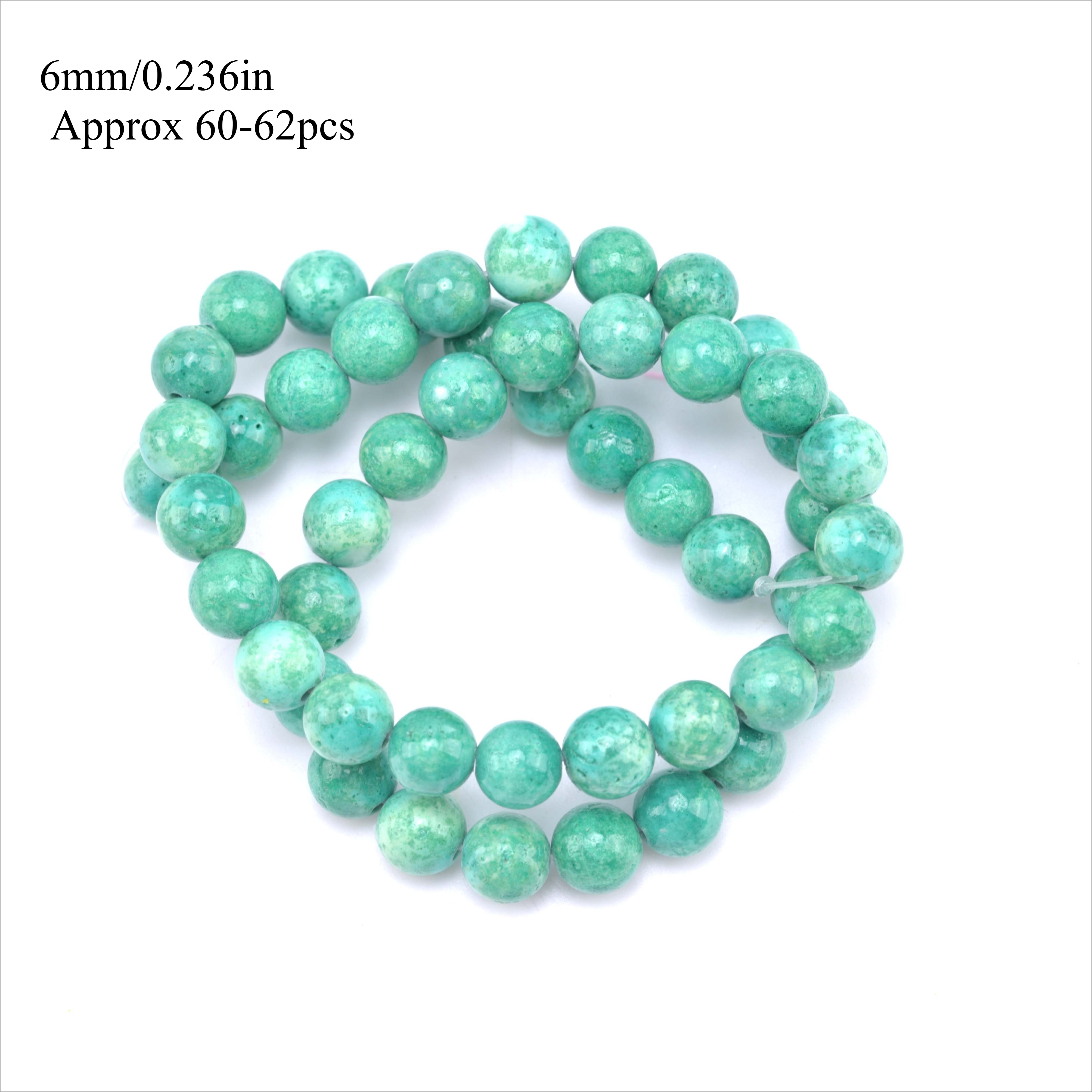 TEMU 6/8/10/12mm Green Fossil Beads Aaa Grade Natural Gemstones Round Loose Beads For Jewelry Making Necklaces