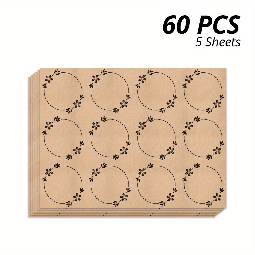 60/120/240pcs Blank Self-adhesive Labels, Cowhide Labels, Diameter 5cm/2in, Suitable For Gift Packaging, Canned Bottles, Crafts, , Salt Jars, Storage Classificatio
