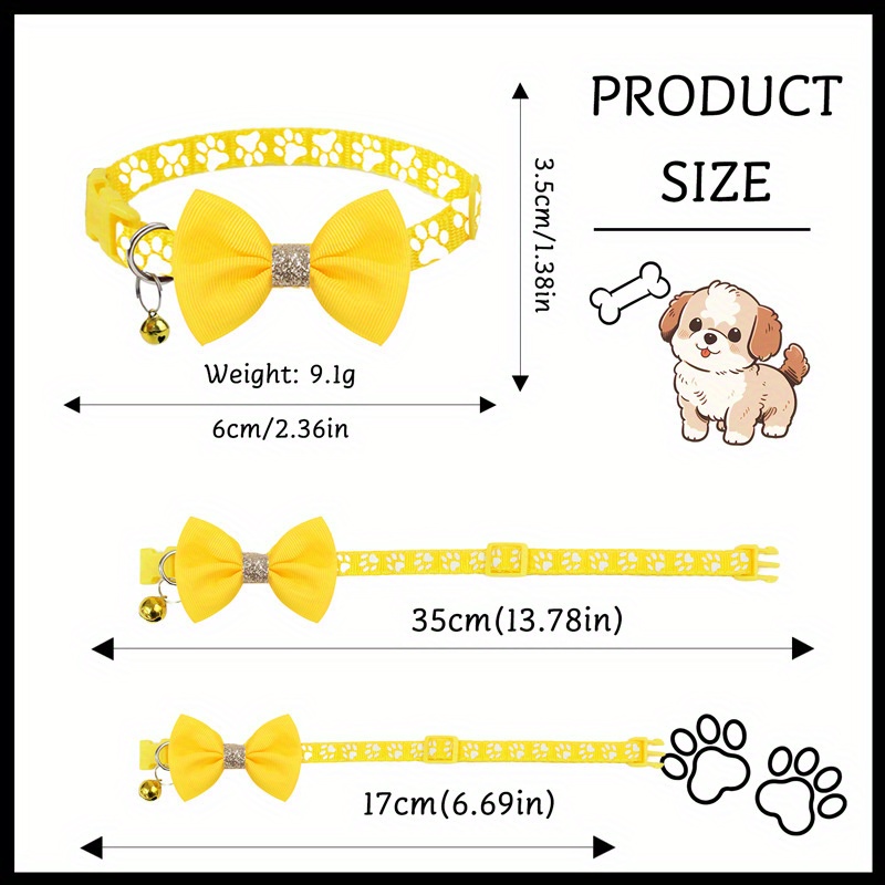 1pc pet collar with adjustable cute bow tie collar design   black gray brown with paw print pattern durable polyester material suitable for small and large dogs and cats for daily use and special Product details 1