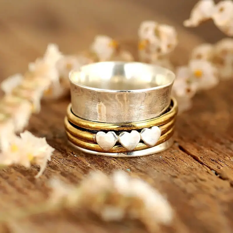 european and american peach heart two color female ring ring is very suitable for anniversaries and birthday gifts for parties and parties Product details 3