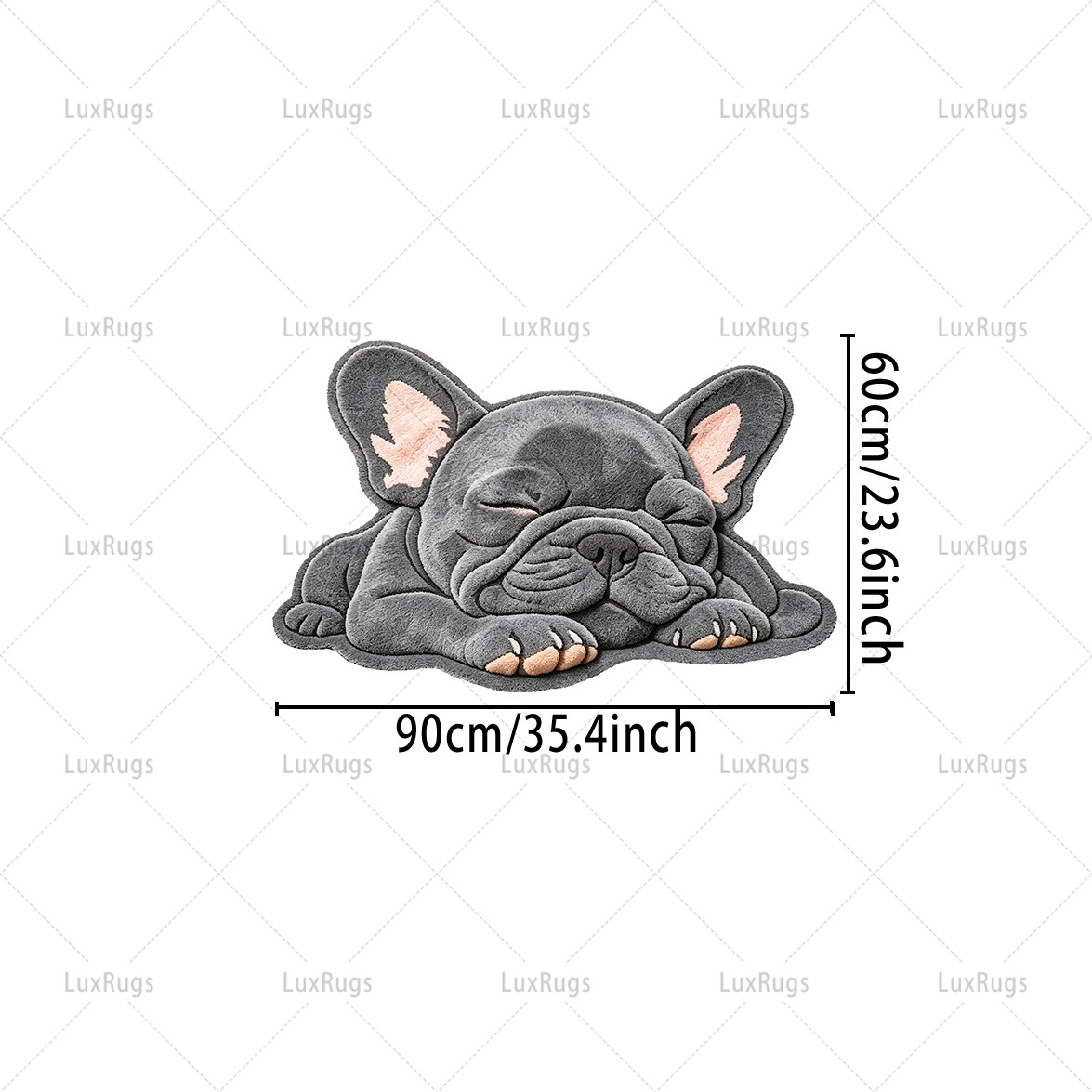 TEMU 1pc French Bulldog Rug Suitable For - Realistic With Plastic Backing, Irregular-shaped Floor Mat For Entryway, Bedroom,, Soft Plush Dog Bed For