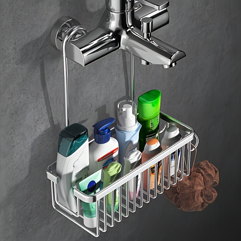 item picture wall mounted bathroom hanging basket storage rack space saving aluminum lightweight shower caddy with multiple compartments for storing shampoo conditioner and accessories   no   bathroom organizer and storage rack
