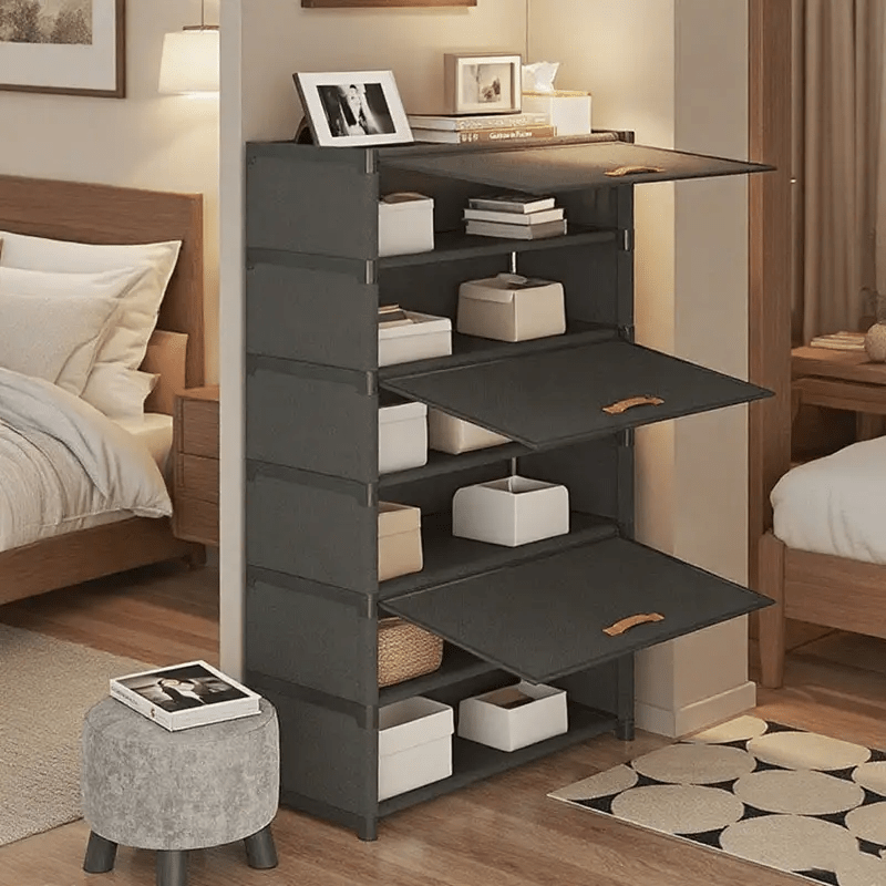 Large-capacity Heavy-duty Metal Shoe Rack, Holds 15-27 Pairs of Shoes, Foldable Dust-proof Sneaker Cabinet with Transparent Viewing Window and Non-slip Base