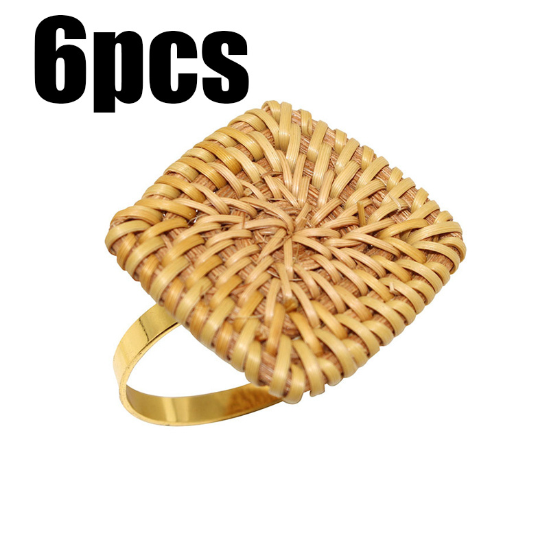 TEMU 6pcs Of Handmade Woven Napkin Rings In Various Shapes (star / Heart / Round, Etc.) For Rustic Table Decoration, Suitable For Weddings, Parties,