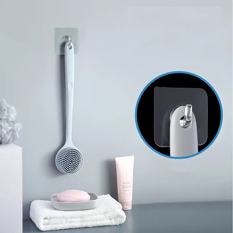 long handle silicone bath brush set soft bristle exfoliating massage back brush and face brush suitable for all light beige colors durable and easy to clean household bathing tools convenient design hygienic material a must have for free ho Product details 5