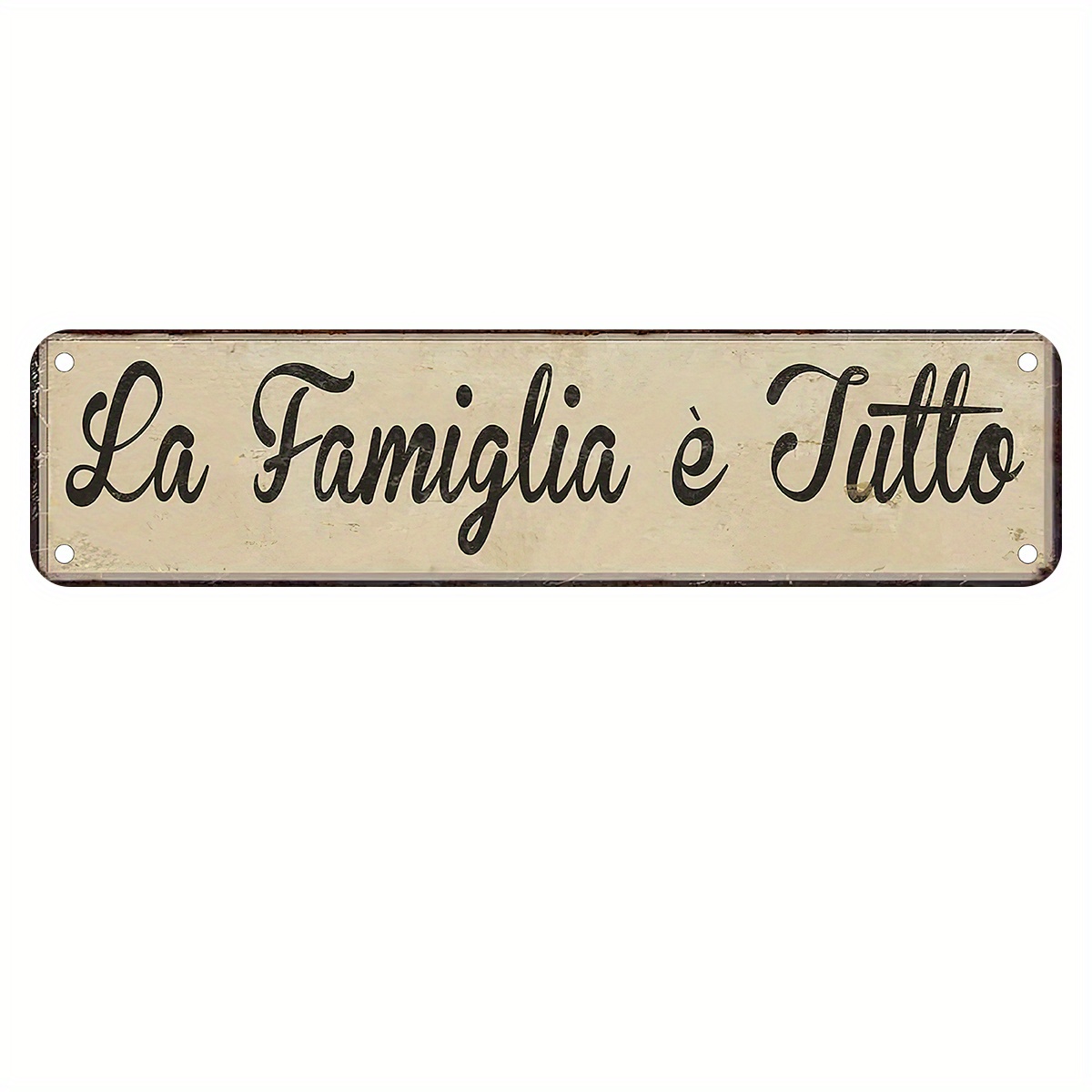 TEMU Vintage Italian Wall Plaque " E Tutto" ( Is Everything) - Retro Metal Sign Suitable For, Office, Or Italian-themed Decor - Iron Wall Art, 4 X 16