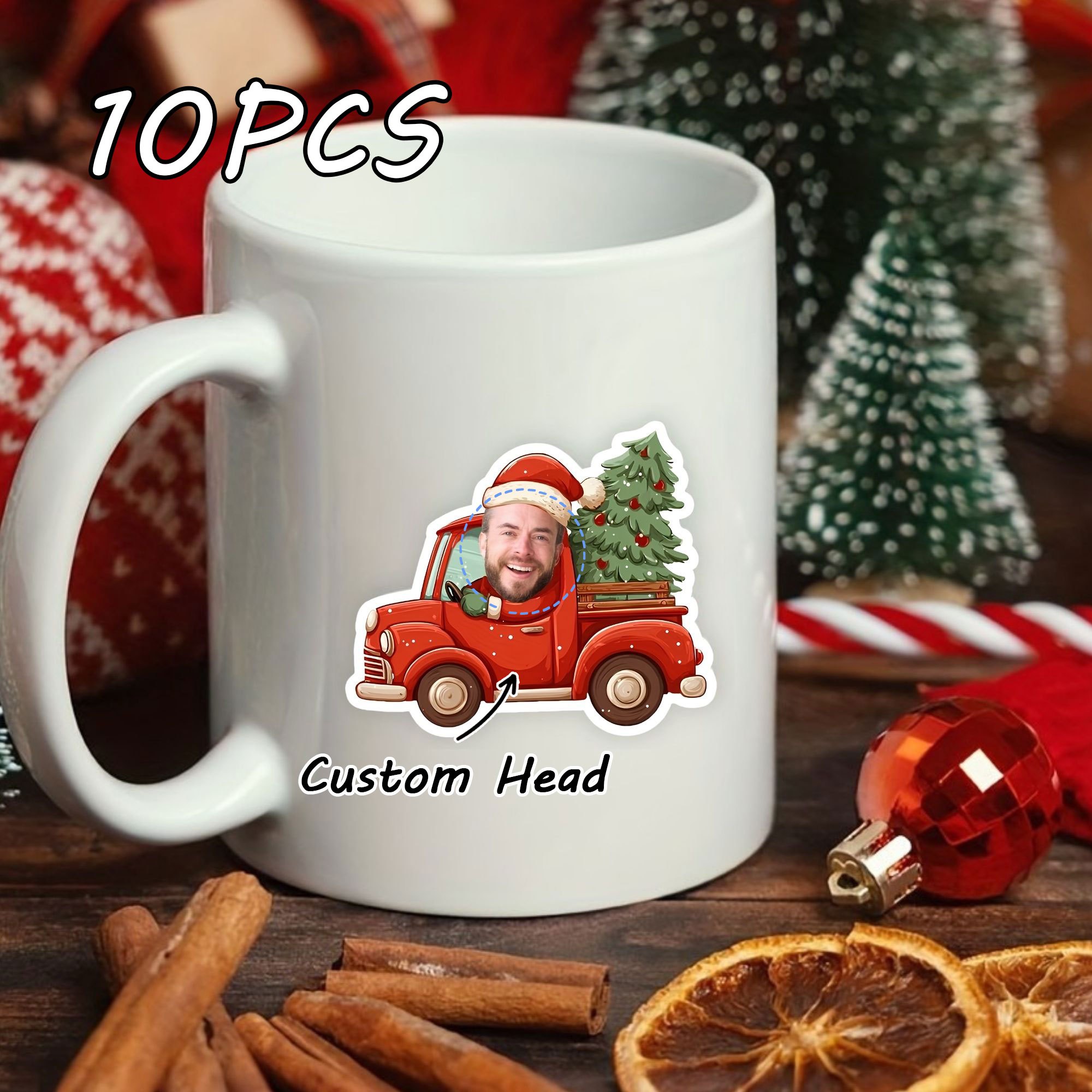 Custom Photo Stickers, Personalized Santa Face Stickers