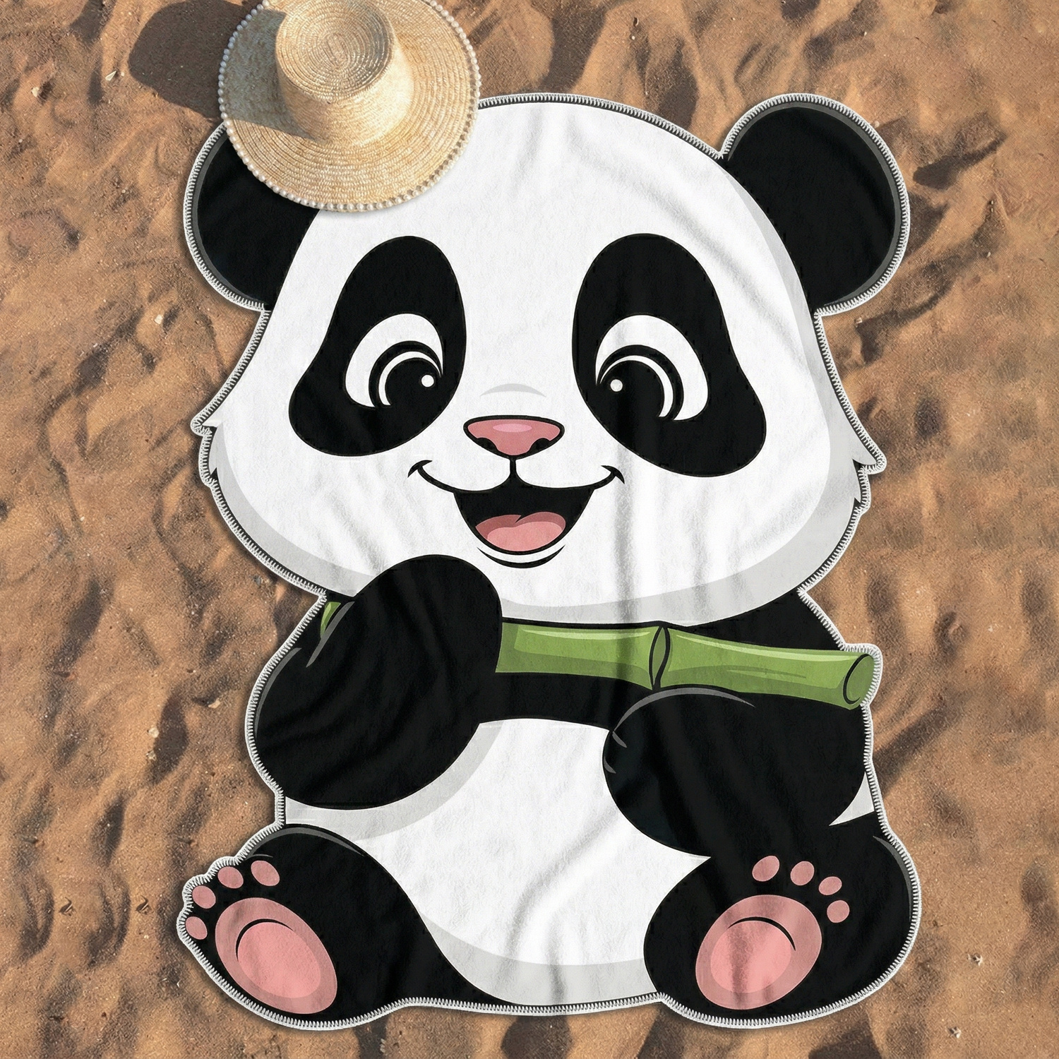 TEMU 1pc Extra Large Chinese Panda Shaped Beach Towel, Cute Pattern Microfiber Material, Small Quick-dry Hand Towel, Suitable For Surfing, Swimming,