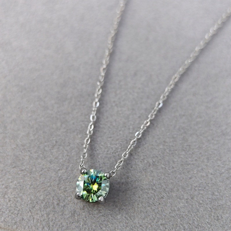 1.0 Carat Green Moissanite Pendant Necklace