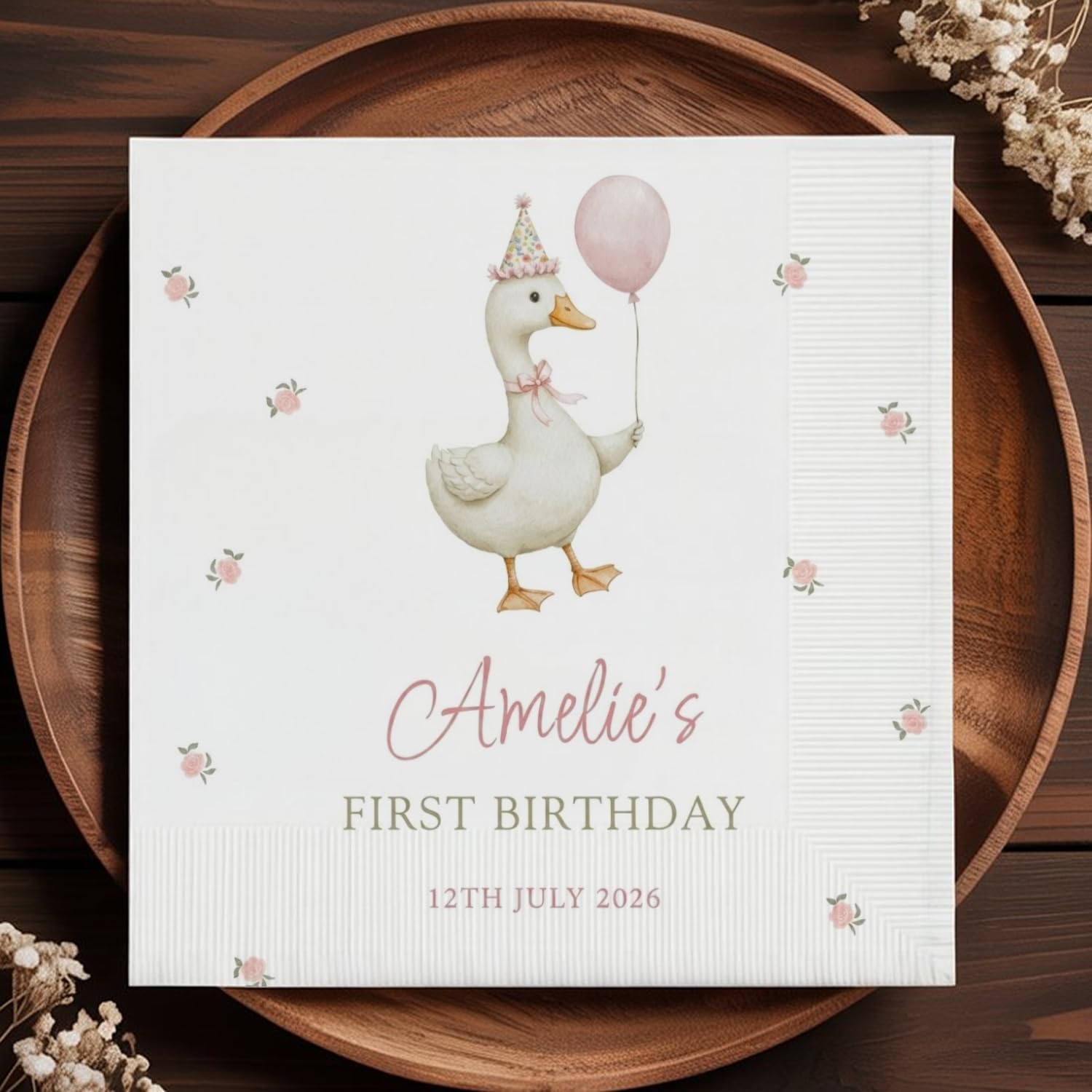 TEMU Custom Personalized Baptism Napkin Decorations, Cute With Pink Balloons And , One-year-old Birthday Candy-sprinkle Napkin Table Decorations