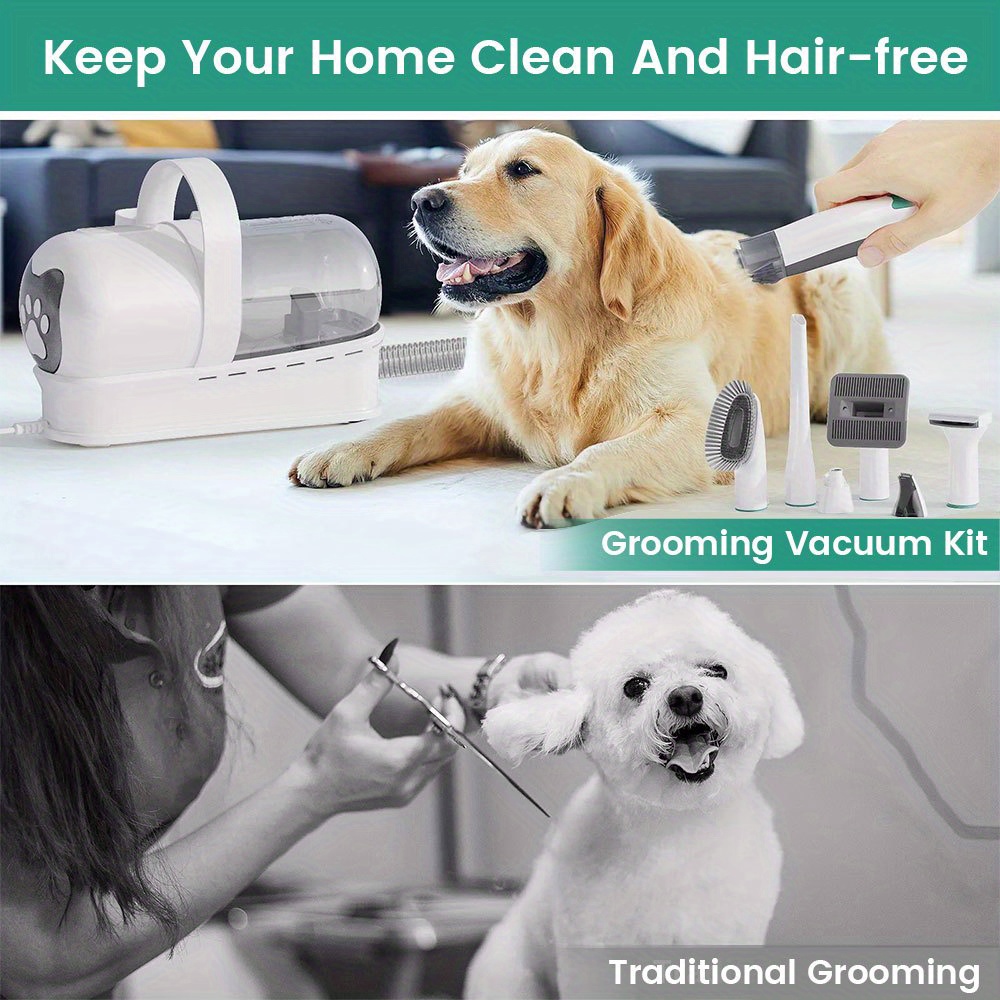 7 in 1 Dog Grooming Kit with Low Noise Vacuum, Hair Remover Dryer & Nail Trimmer - USB Powered, Plastic Tools for Dogs, Includes Brushes & Clips, Ideal for Pet Grooming, Professional Grooming Kit|Modern Pet Care|Durable Plastic Tools, Dog Grooming Accessorie - Image 8