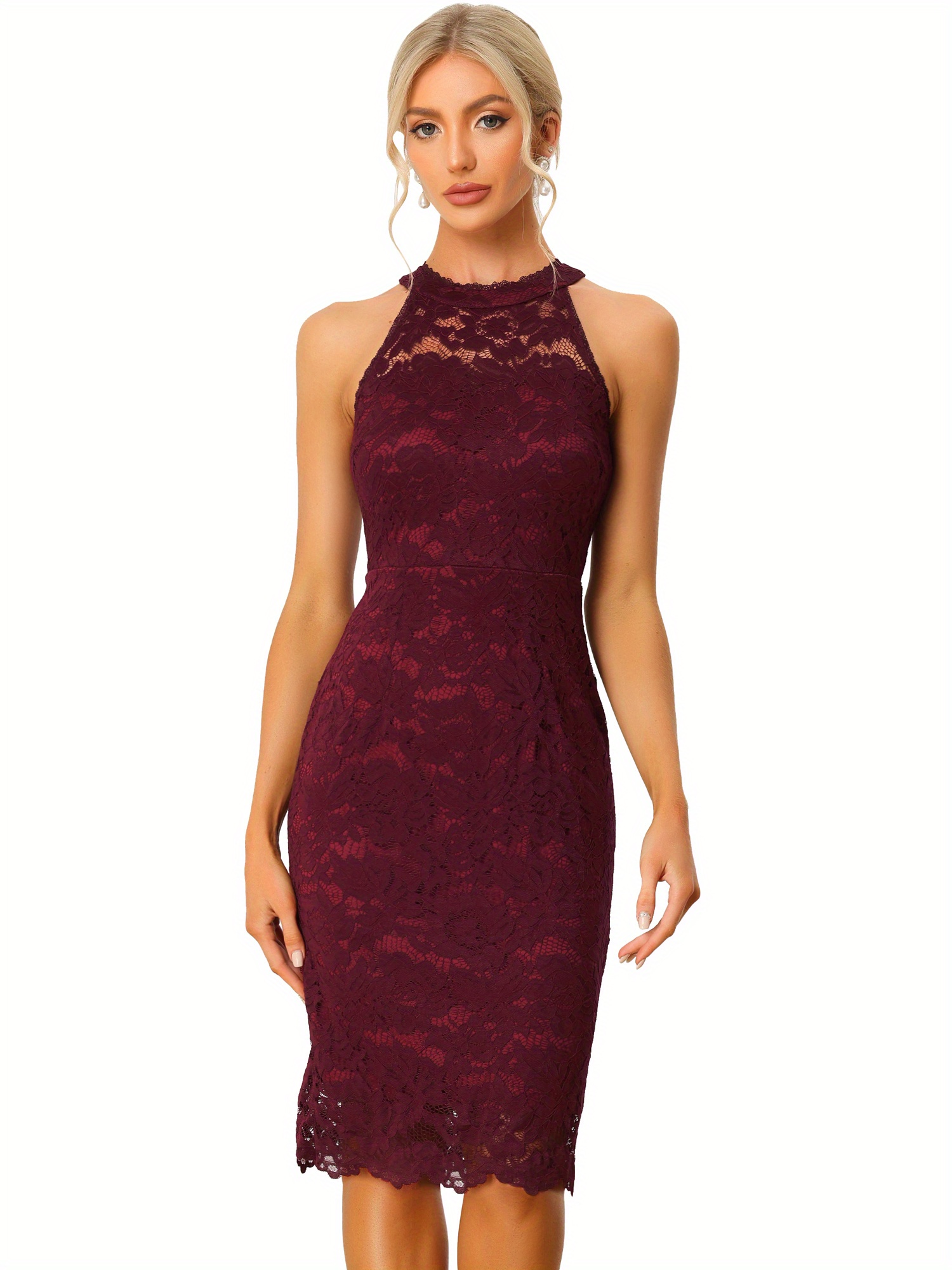 burgundy dress sold on Temu United States