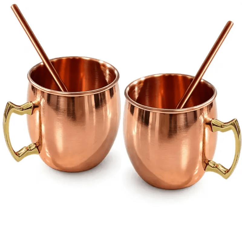 TEMU Cineyo â Solid Copper Drinking Cup With Handle; Suitable For Drinks, Coffee, Tea, And Roostertails; Durable â Ideal For Home, Office, Or Bar 