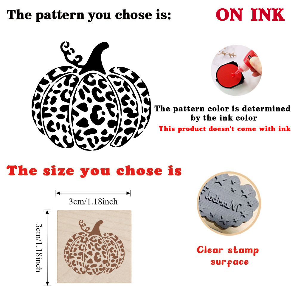 Fashion Leopard Print Decorative Pumpkin Wooden Rubber Stamp