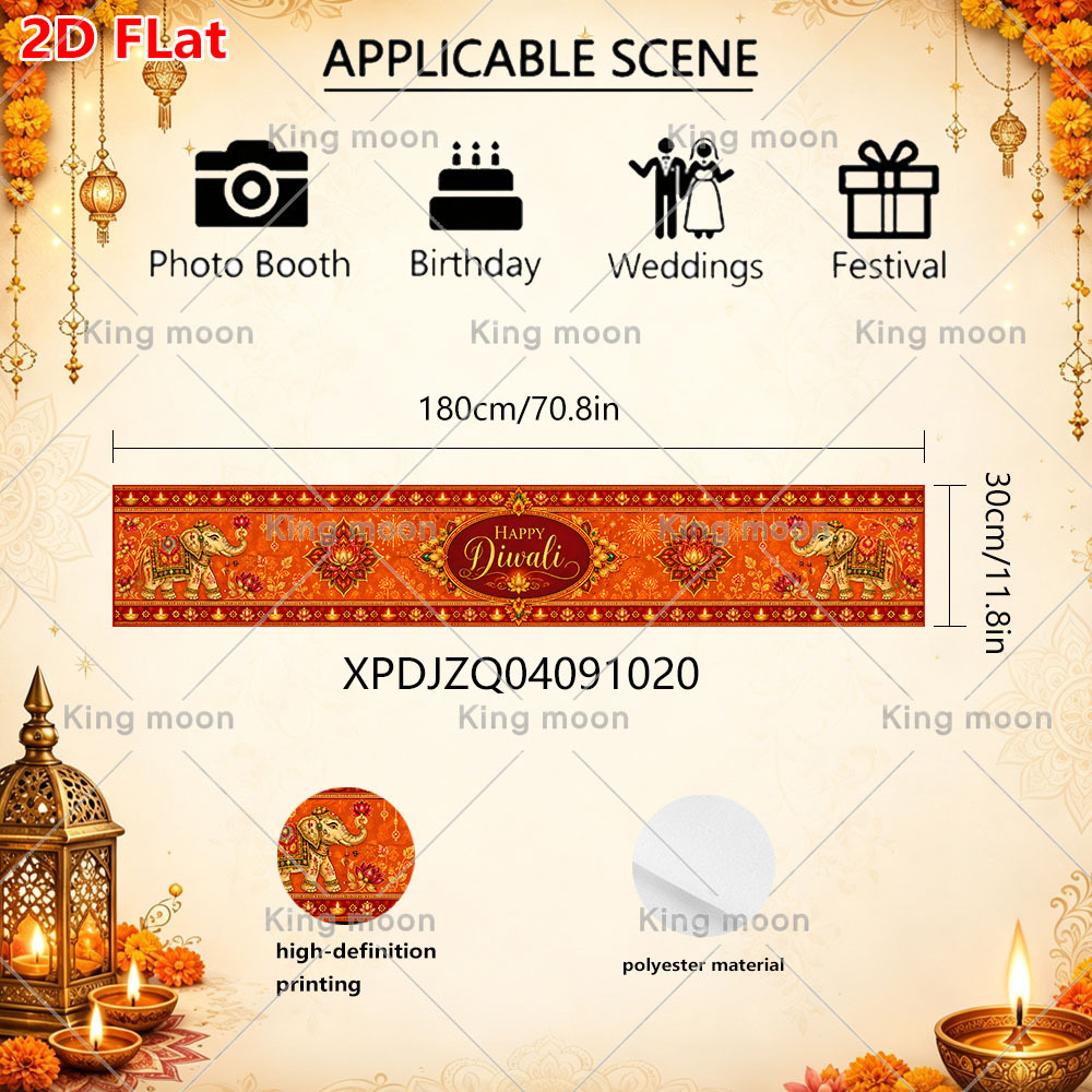 TEMU 1pc Diwali Table Runner Suitable For Weddings, Birthdays, Diwali Parties - Elephant & Mandala Flower Garland Decor, Warm With Traditional, For