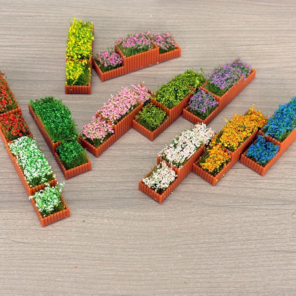 Image of 3pcs Miniature Flower Beds Model Garden Landscape Ornaments, Random Color Colorful Micro Flower Pots With Fences For Diy Mini-house, Fairy Garden, Railway Scenery, 1:87/1:100 Scale