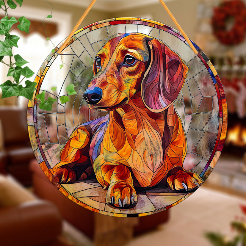 

2d Flat, Dachshund Acrylic Sun - Glass-style Hanging Window Decor, Waterproof & Fade-resistant, Home, Garden, Porch - 8x8 Inches, Ideal Birthday Gift, Room Decor, Gift