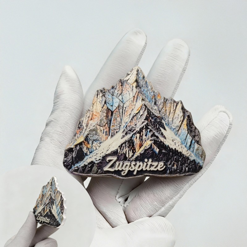 TEMU [Start] 2D Flach . Reise-Wahrzeichen: Deutschlands Zugspitze Schneerücken, 3D Kreativer Premium Geprägter Harz Kühlschrankmagnet, Einzigartige