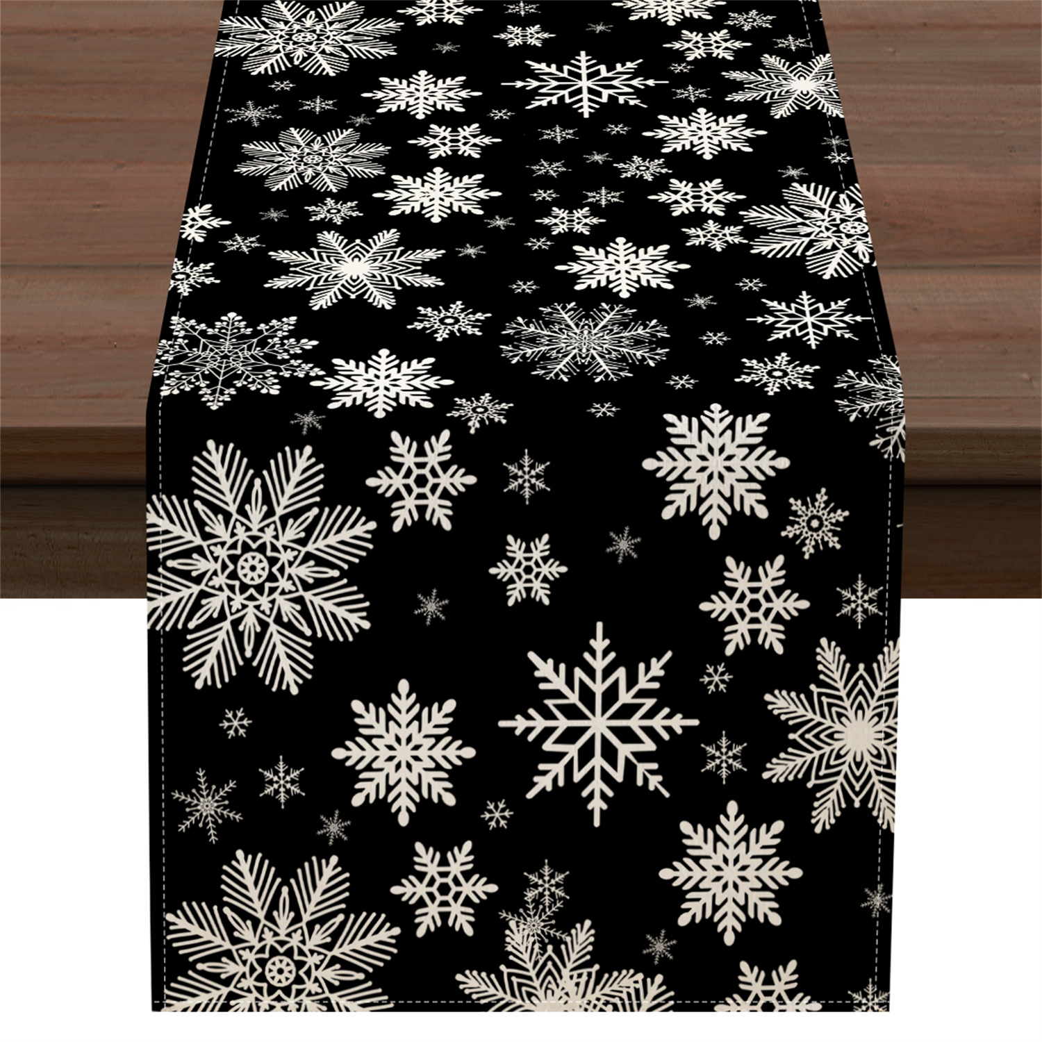 TEMU A Snowflake Tablecloth With A Black Background, Perfect For Christmas Kitchen And Dining Table Party Decorations