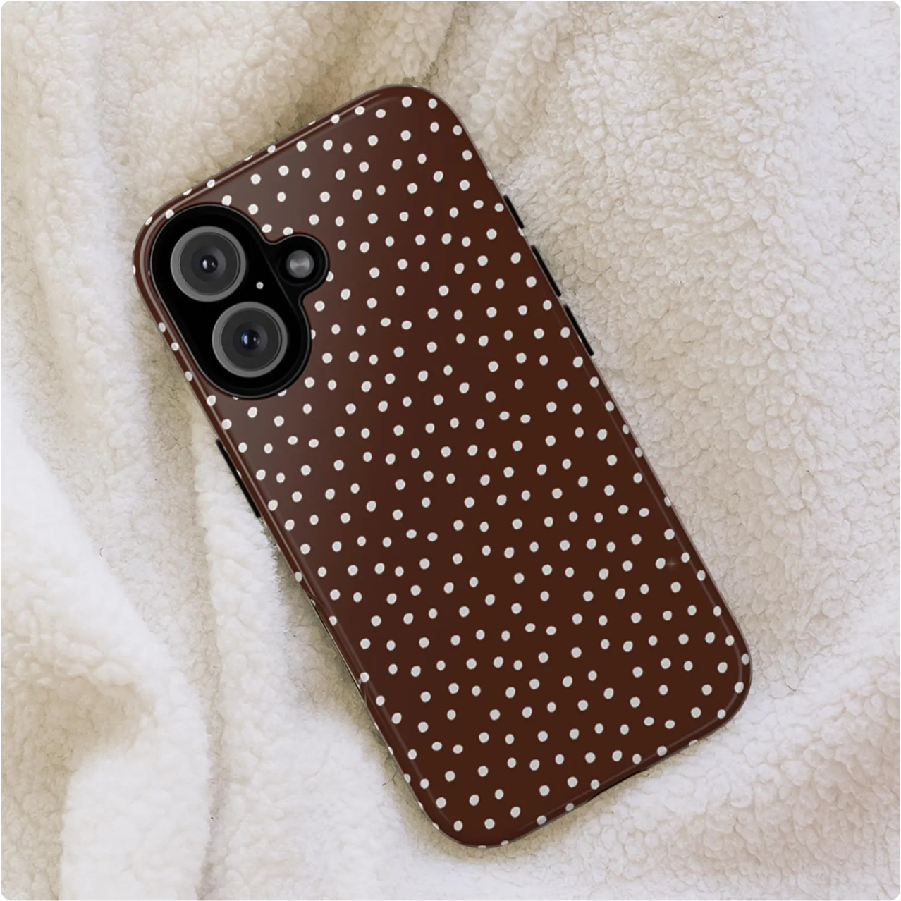 TEMU Phone Case - Fashionable Polka Dot Suitable For Autumn And Winter Colors Phone Case For Iphone17 17pro 16promax 15p 13 11 12 Xs 8plus 7 Glossy