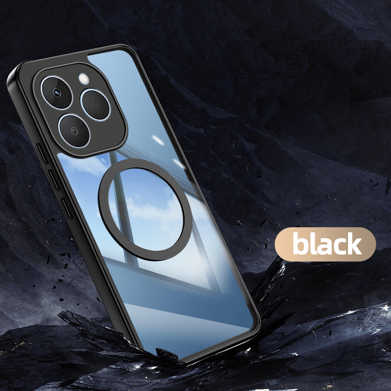 TEMU Phone Case: Compatible With Realme 15t 5g Shockproof Phone Case Magnetic Casing Transparent Acrylic Cover Camera Lens Protection Slim Thin Shell