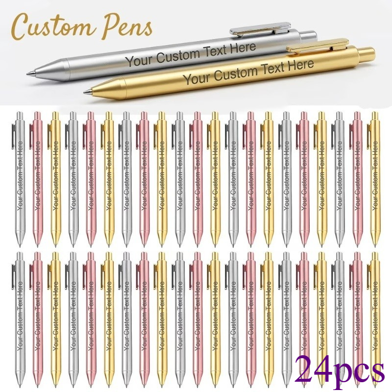 TEMU 24pcs Custom Electroplated Ballpoint Pens, Themed Ballpoint Pens, Personalized Gifts With Logo For Office, School, Journaling, And Art Projects,