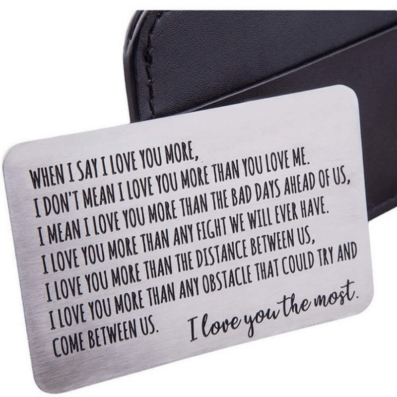 TEMU 1pc Romantic Stainless Steel Wallet Card Holder, Men's Style - Love Letter From Wife Or Girlfriend, Ideal For Anniversary, Birthday, Valentines
