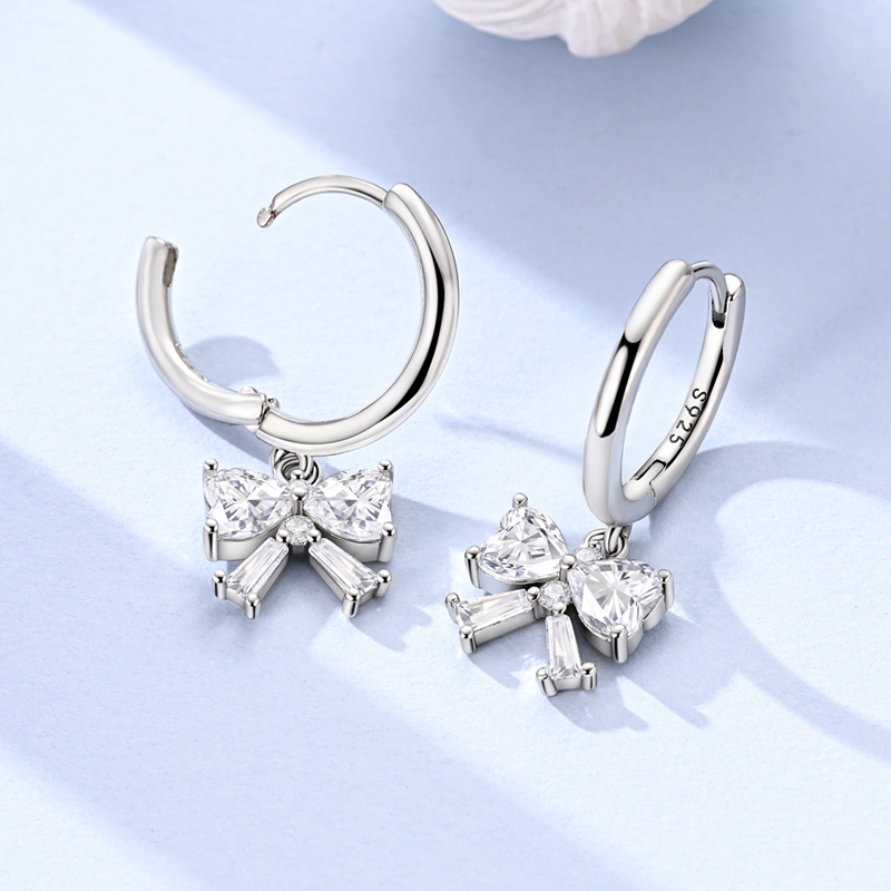Women's 925 Silver Crystal Bow Ear Studs