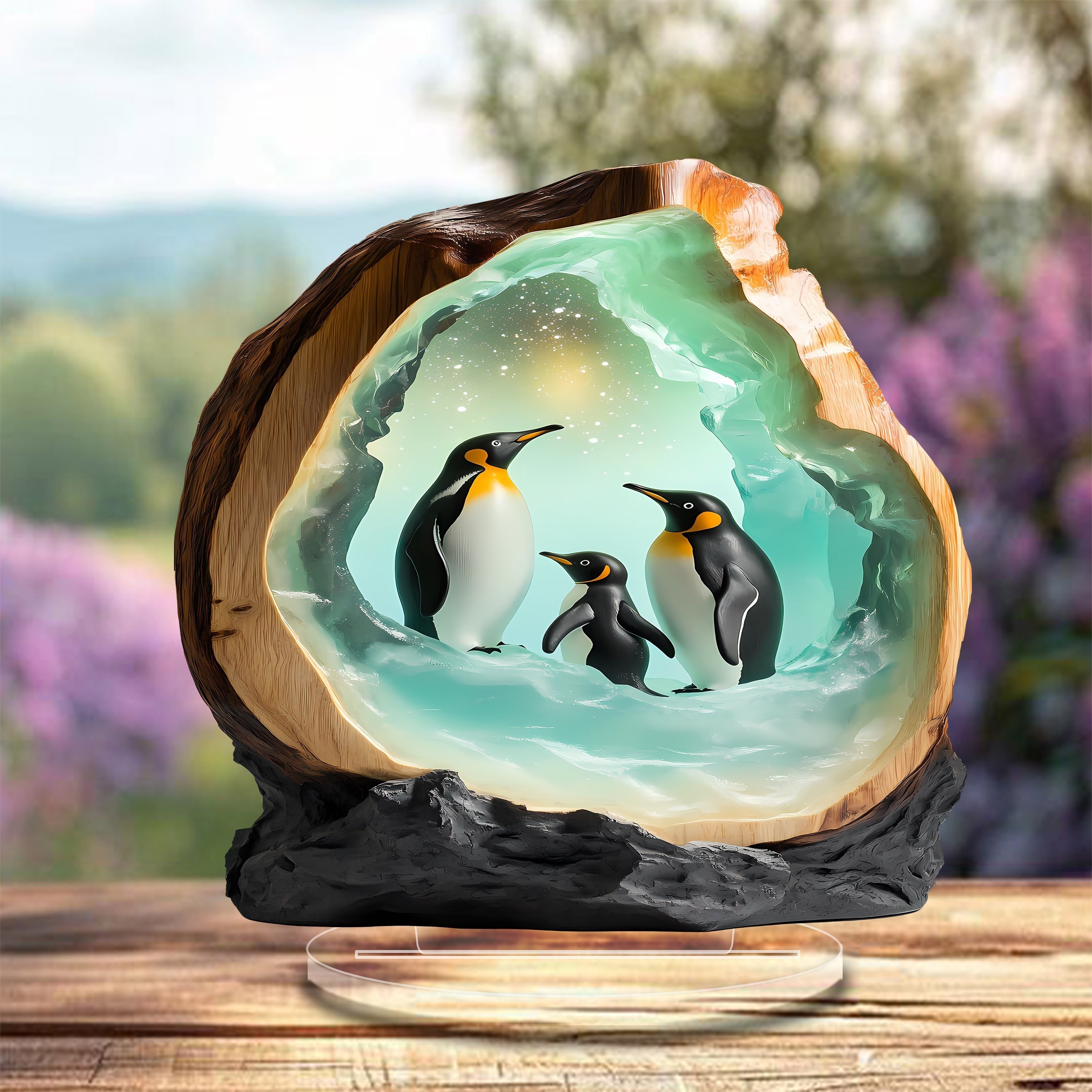 

1 Bohemian Style, 2d Acrylic Flat - Polar Penguins In The , Acrylic Desktop Decoration, Suitable For Home, Office Display