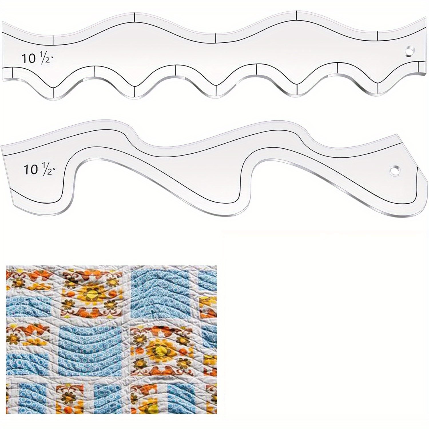 TEMU 2pcs Waves Ruler Acrylic Quilt Rulers For Quilting Templates For Quilting Motion Quilting Template Rulers