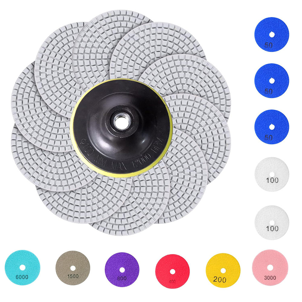 Flexible 100mm Diamond Water Discs For Contoured Surfaces: 12pcs Set For Smooth, Vibration-free Grinding And Edge Work