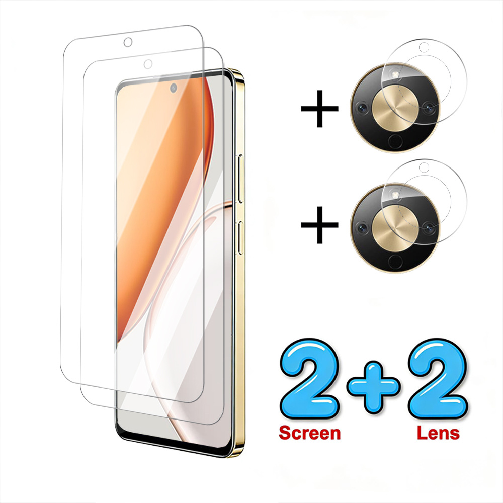 TEMU 4pcs/pack Tempered Glass Compatible With Honor X70/x9d/magic8 Lite/ Screen Protector Camera Lens Protector Hd