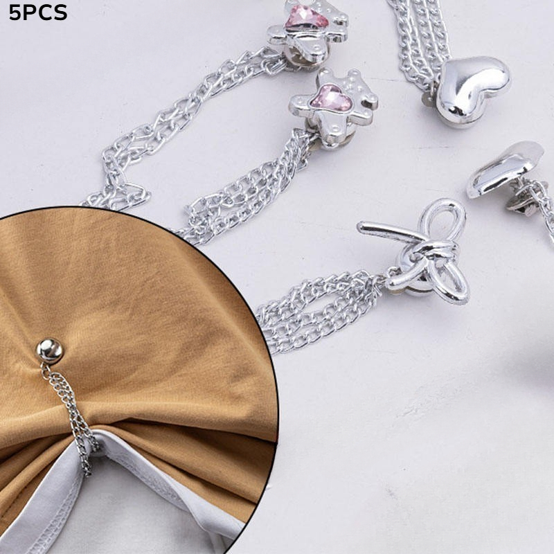 TEMU 5 Adjustable Women's Clothes Clips, With And Heart Decorations- Instantly Shortens Sleeves, Suitable For Shirts, Skirts, Pants- Elegant Design,