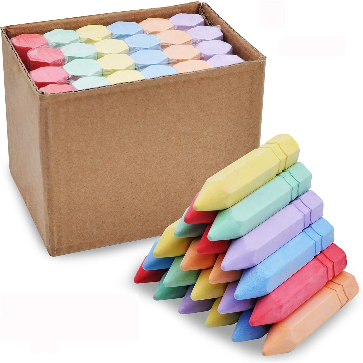 Syncfun Set Of 24 Large Cone Chalks, Non-toxic, Washable For Art, Summer Outdoor And Chalkboard Drawing