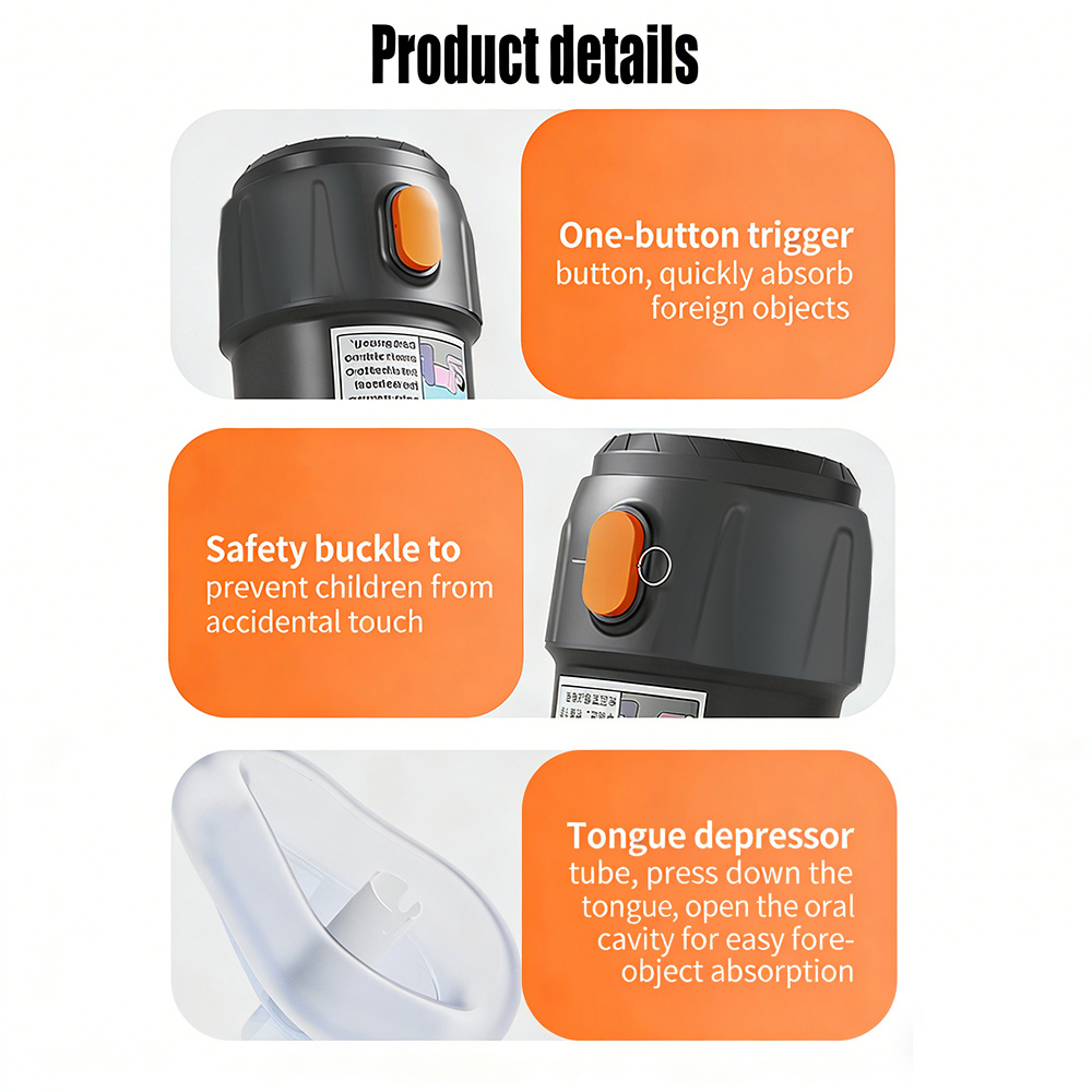 Portable Handheld Anti-Choking Emergency Device with One-Button Operation & Strong Suction Suitable for Home, Travel, Car Safety - Choking Tool with Replaceable Silicone Nozzles, Airway for &