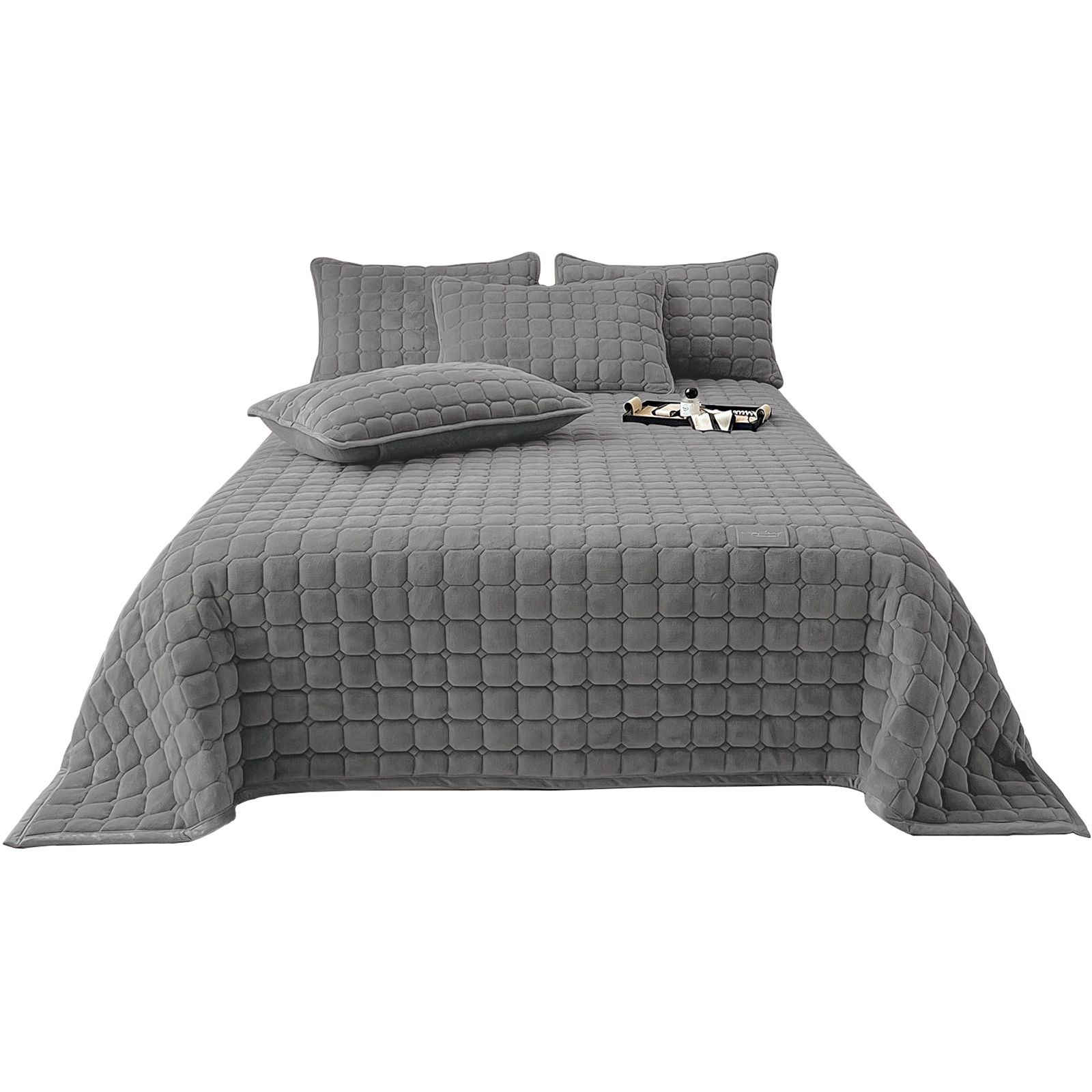 Simple Blanket Set For Bed (3pcs), Bedspread Set With Pillow Shams, Elegant Bedding For Bedroom, Soft Textured Surface, Grey Home Decor, Suitable For All